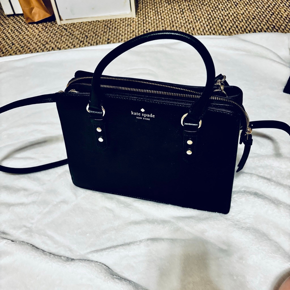 Kate Spade New York Mulberry Street Lise Black Leather Satchel Crossbody - Picture 2 of 15